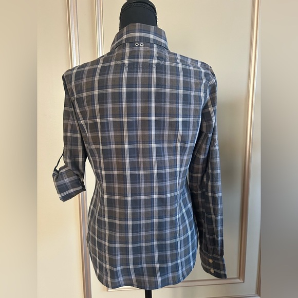 Converse One Star Blue Plaid Button Down Shirt Grunge Streetwear Flannel Medium - Picture 5 of 6